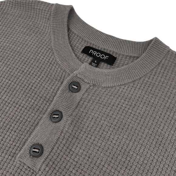 Proof x Huckberry Men's 72-Hour Merino Waffle Knit Henley Sweater Chromium Large - Picture 1 of 9